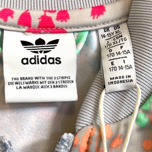 NWT Adidas Flower Track Jacket Girls Size 14-15th yrs/XL - Picture 4 of 8